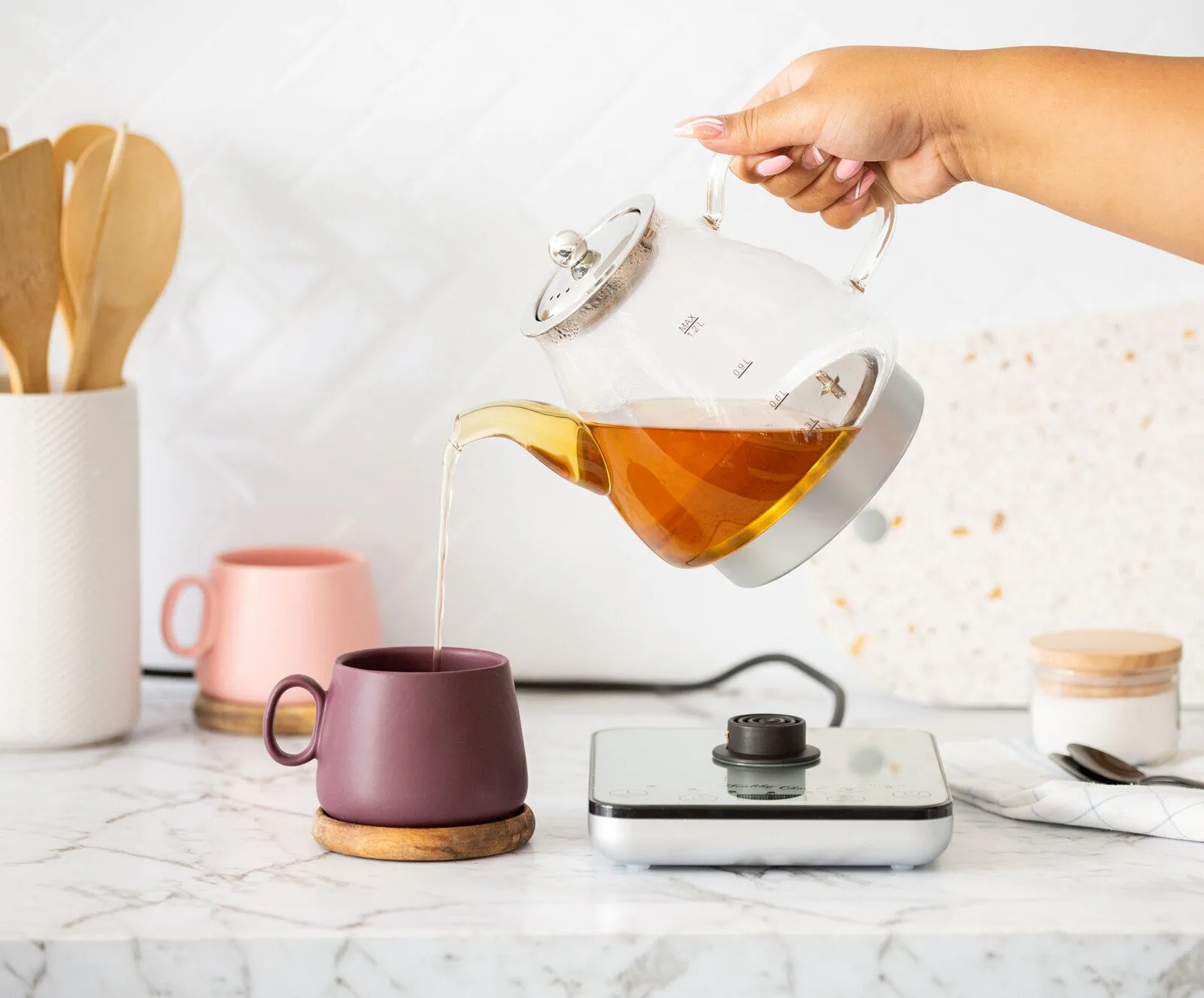 1.2L Digital Glass Kettle | Electric Tea Pot & Infuser, 800W