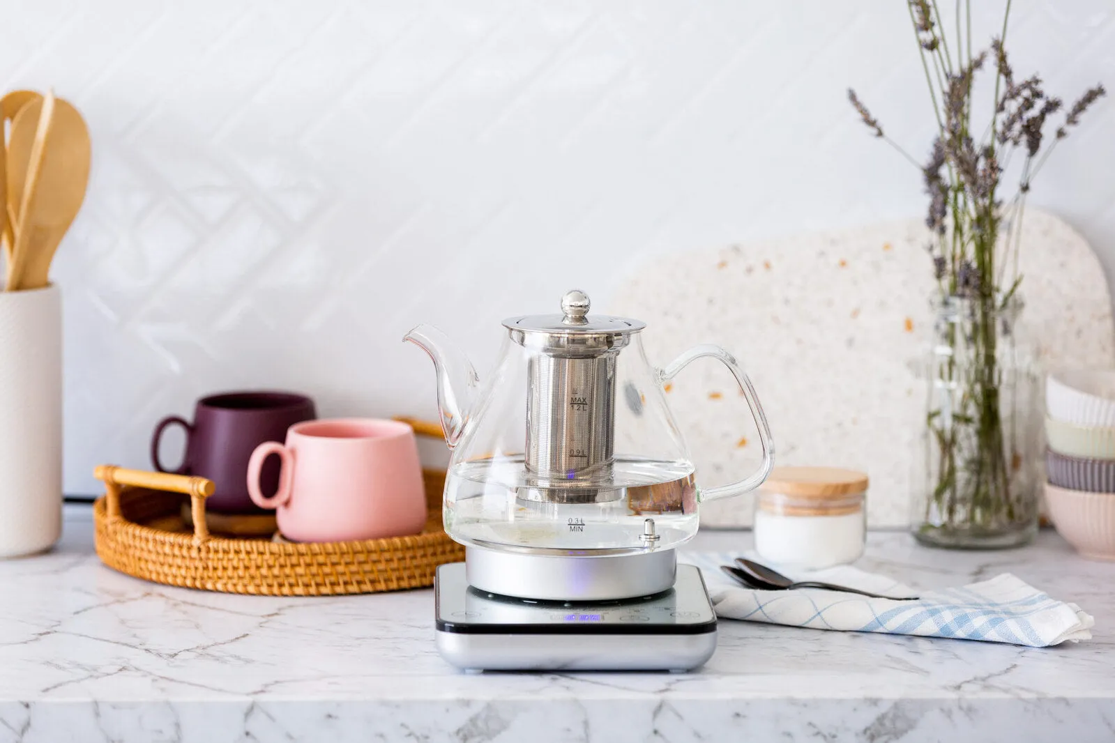 1.2L Digital Glass Kettle | Electric Tea Pot & Infuser, 800W