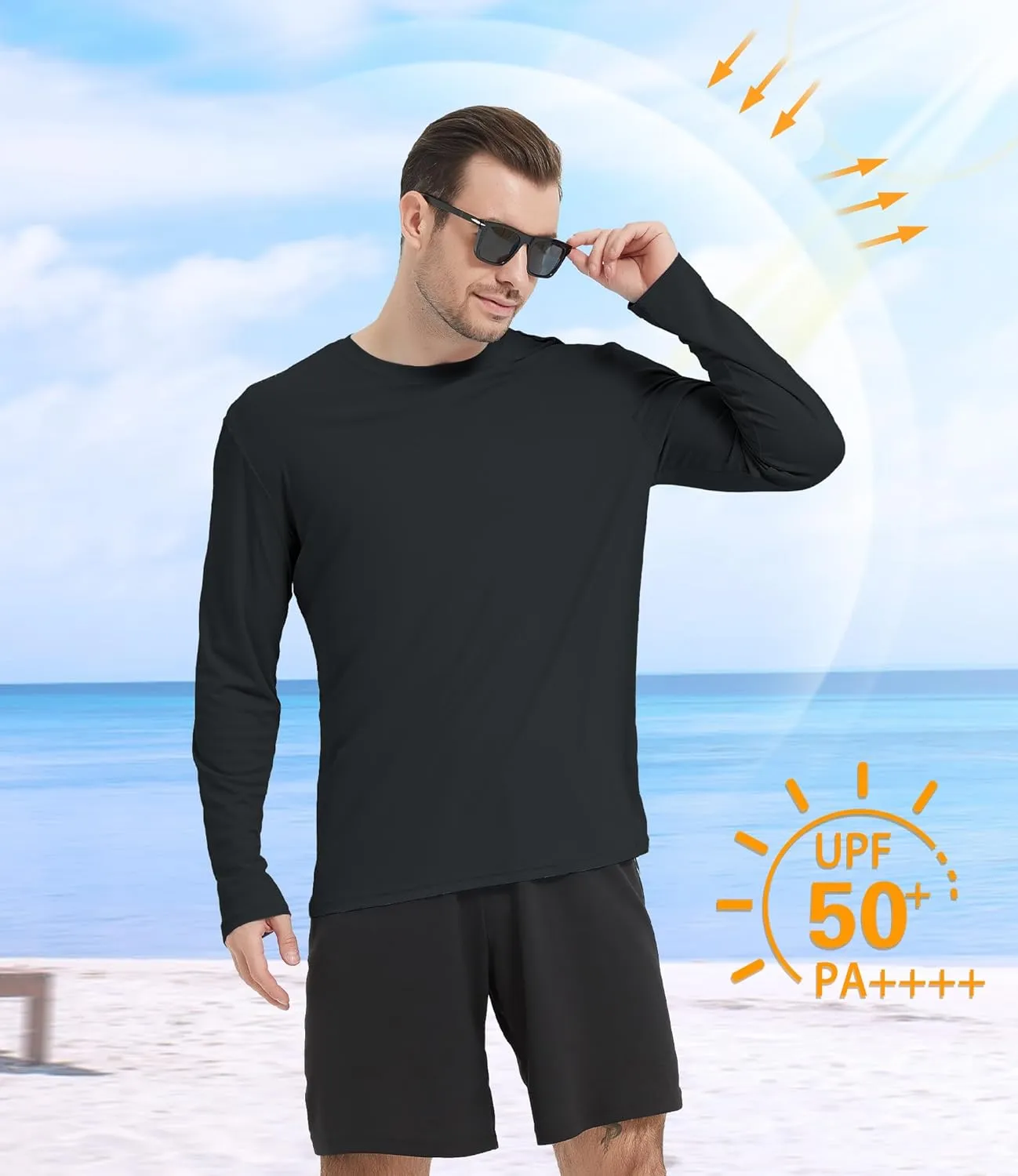 2/6 Pack Men's Long Sleeves Dry Fit Shirts, UPF 50  Rash Guard Swim SPF Fishing UV Sun Protection Shirts