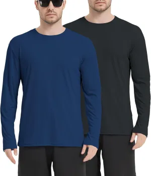 2/6 Pack Men's Long Sleeves Dry Fit Shirts, UPF 50  Rash Guard Swim SPF Fishing UV Sun Protection Shirts