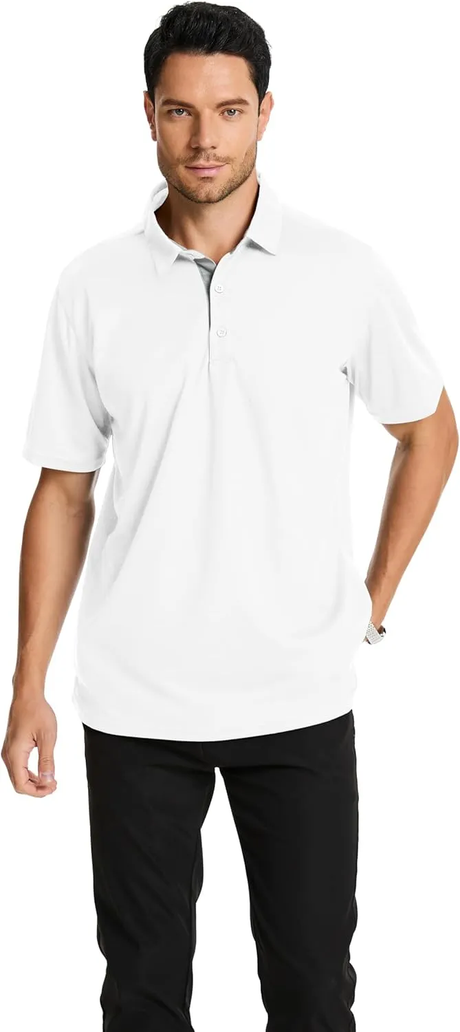 3 Pack Mens Polo Shirts Short Sleeve Dry Fit Moisture Wicking Collared Shirt Golf Polo Shirts for Men Casual Bussiness