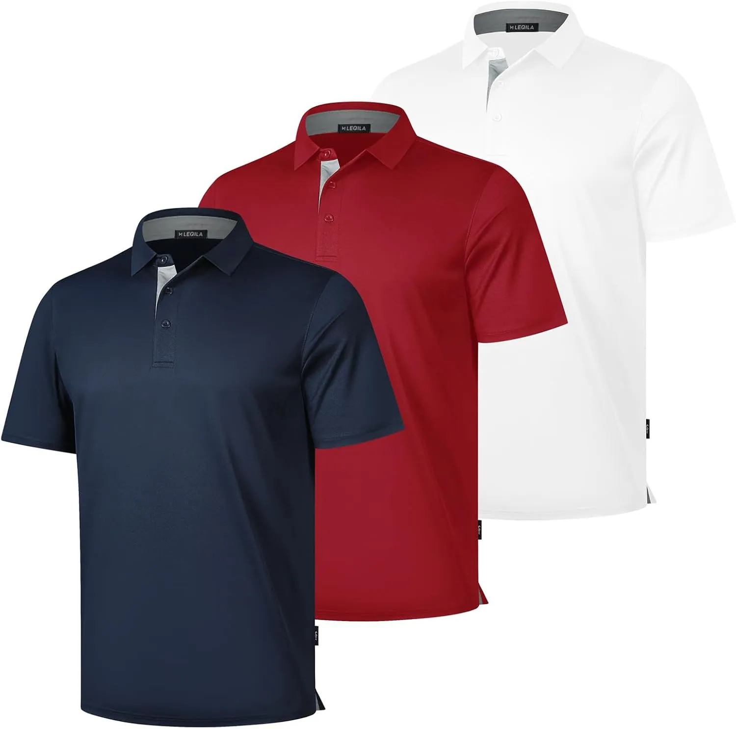 3 Pack Mens Polo Shirts Short Sleeve Dry Fit Moisture Wicking Collared Shirt Golf Polo Shirts for Men Casual Bussiness