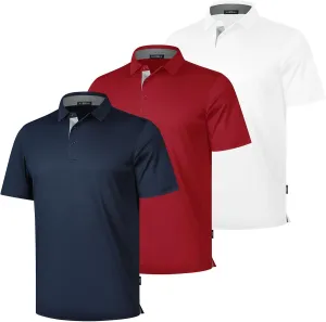 3 Pack Mens Polo Shirts Short Sleeve Dry Fit Moisture Wicking Collared Shirt Golf Polo Shirts for Men Casual Bussiness
