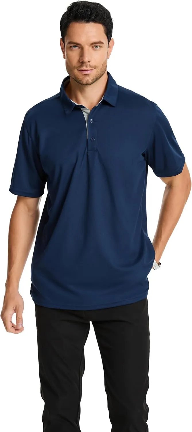 3 Pack Mens Polo Shirts Short Sleeve Dry Fit Moisture Wicking Collared Shirt Golf Polo Shirts for Men Casual Bussiness