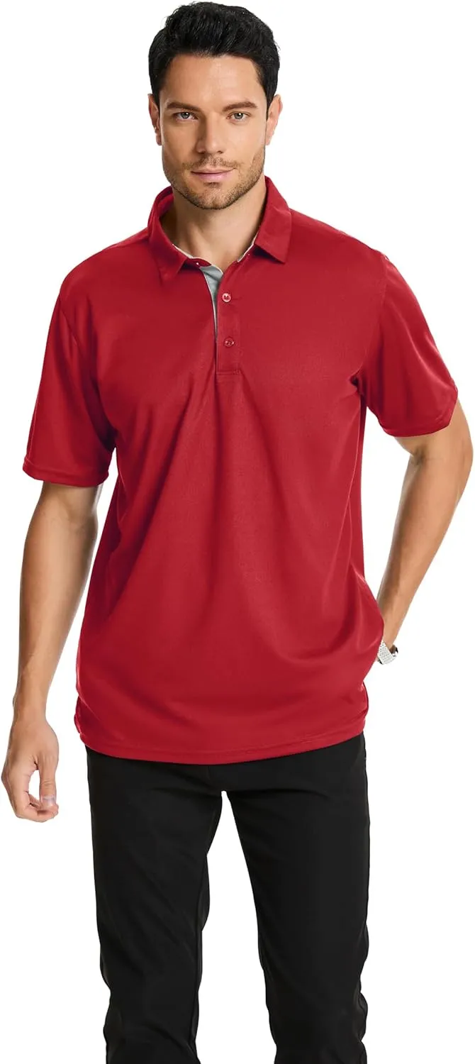 3 Pack Mens Polo Shirts Short Sleeve Dry Fit Moisture Wicking Collared Shirt Golf Polo Shirts for Men Casual Bussiness