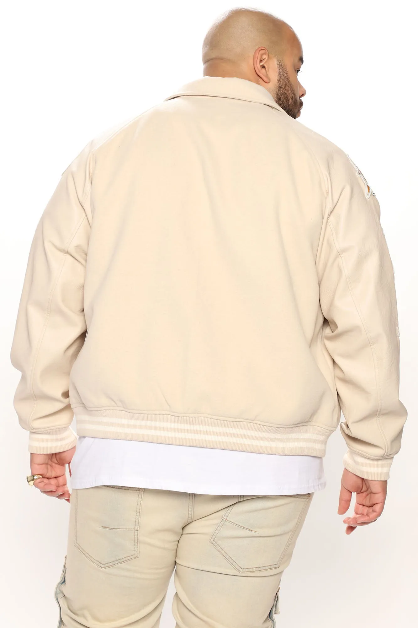 All Around The World Varsity Jacket - Beige