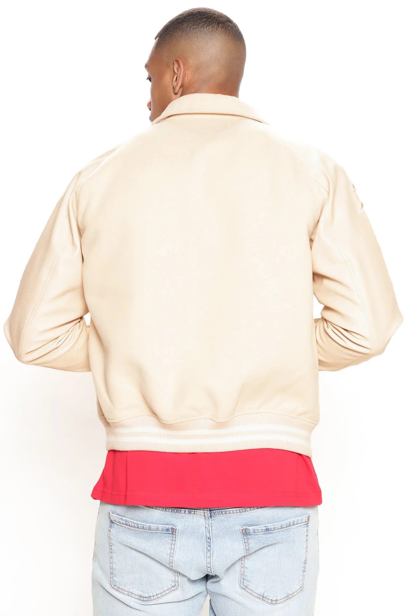 All Around The World Varsity Jacket - Beige