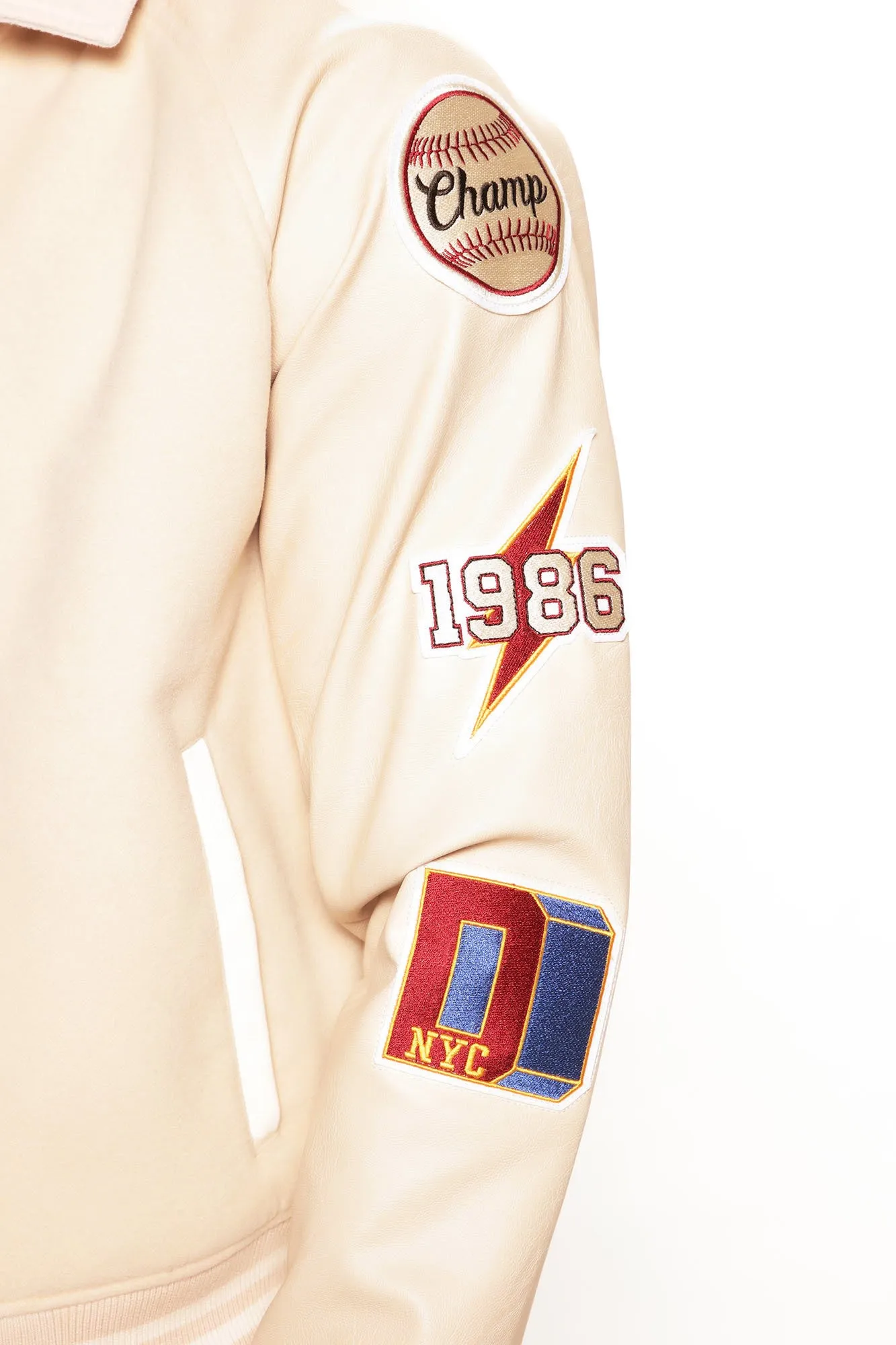 All Around The World Varsity Jacket - Beige