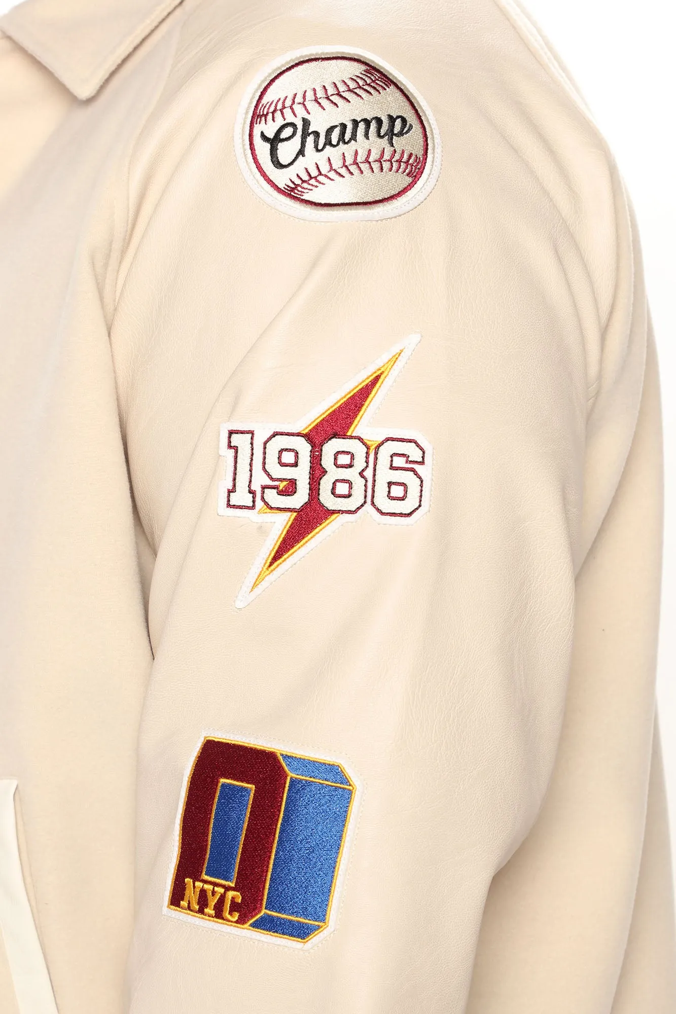 All Around The World Varsity Jacket - Beige
