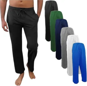 Andrew Scott Men's 6 Pack 100% Cotton Jersey Knit Yoga Lounge & Sleep Pajama Pants