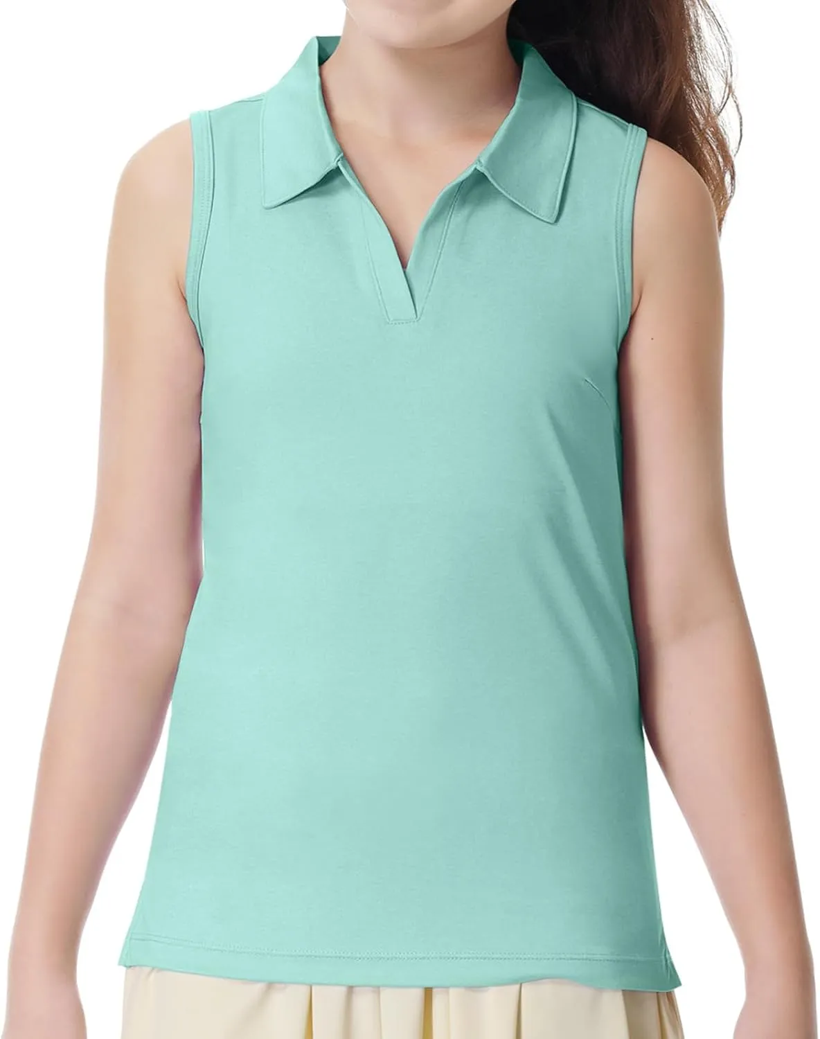 ANIVIVO Girls' Polo Shirts Sleeveless kids Golf Tennis Shirts V Neck Athletic Tank Tops Lightweight Quick Dry