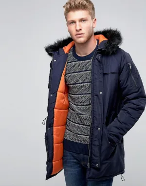 Another Influence Hooded Parka Jacket with Faux Fur Hood