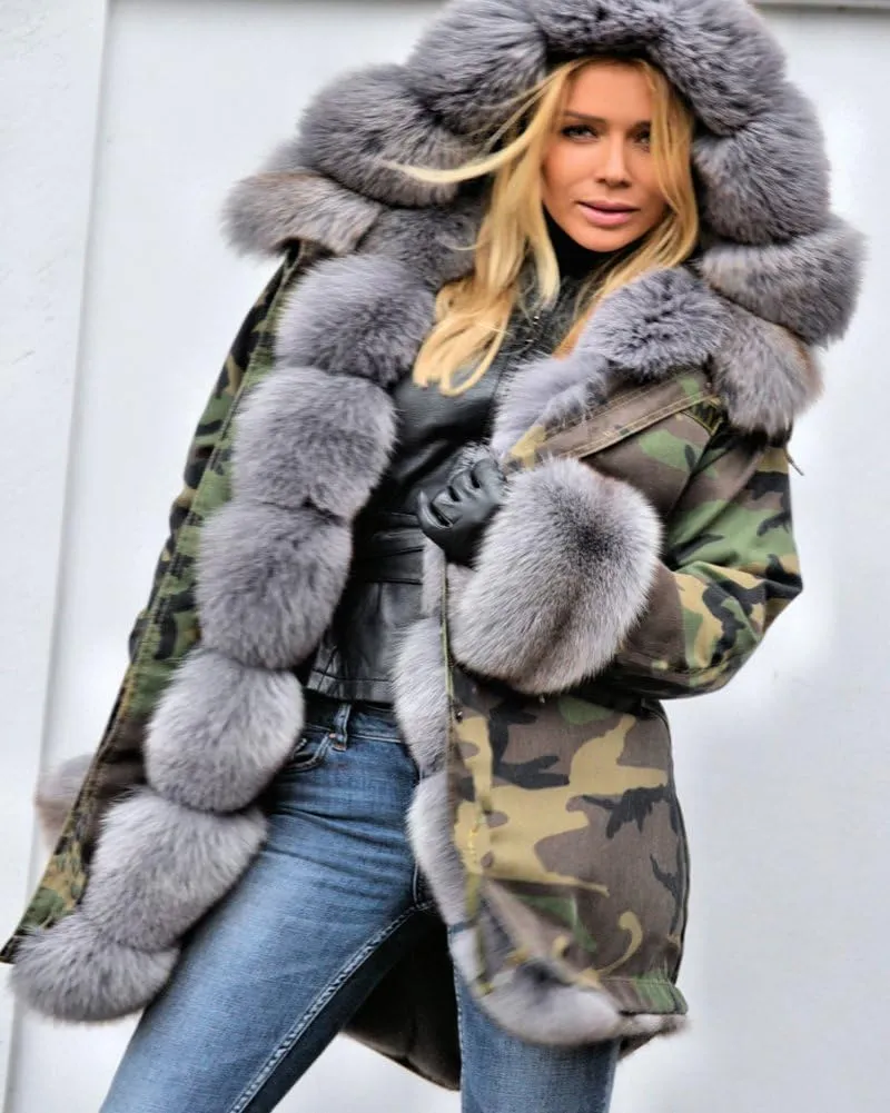 Aofur Womens Hooded Faux Fur Lined Warm Coats Parkas Anoraks Outwear Winter Long Jackets