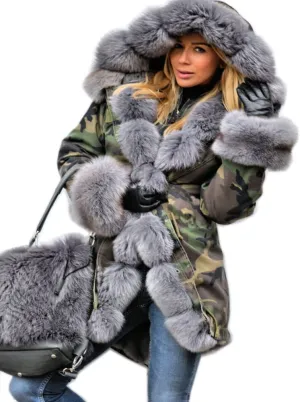 Aofur Womens Hooded Faux Fur Lined Warm Coats Parkas Anoraks Outwear Winter Long Jackets