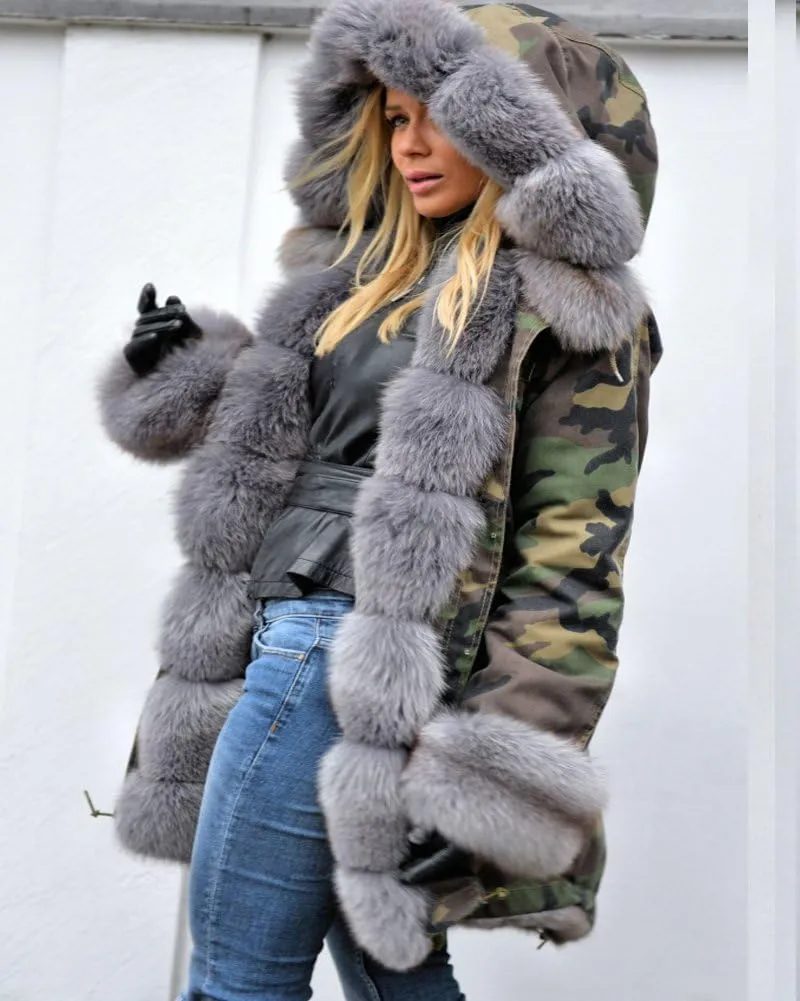 Aofur Womens Hooded Faux Fur Lined Warm Coats Parkas Anoraks Outwear Winter Long Jackets