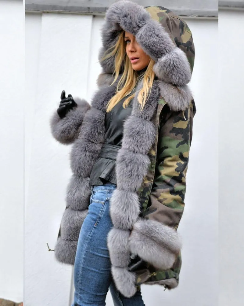 Aofur Womens Hooded Faux Fur Lined Warm Coats Parkas Anoraks Outwear Winter Long Jackets