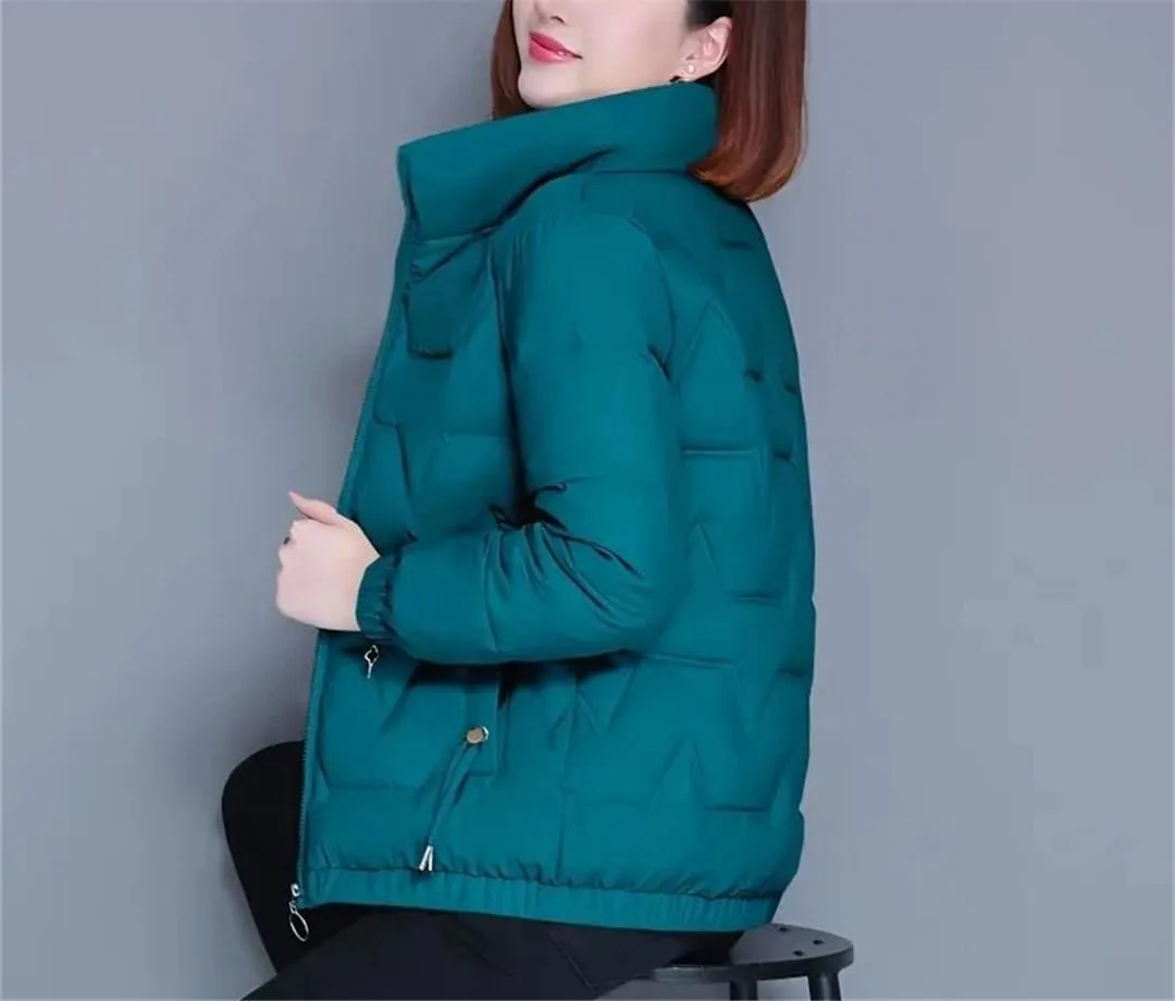 Autumn Winter Warm Cotton Coat Womens Windproof Stand-Up Collar Down Cotton Jacket Padded Puffer Parkas