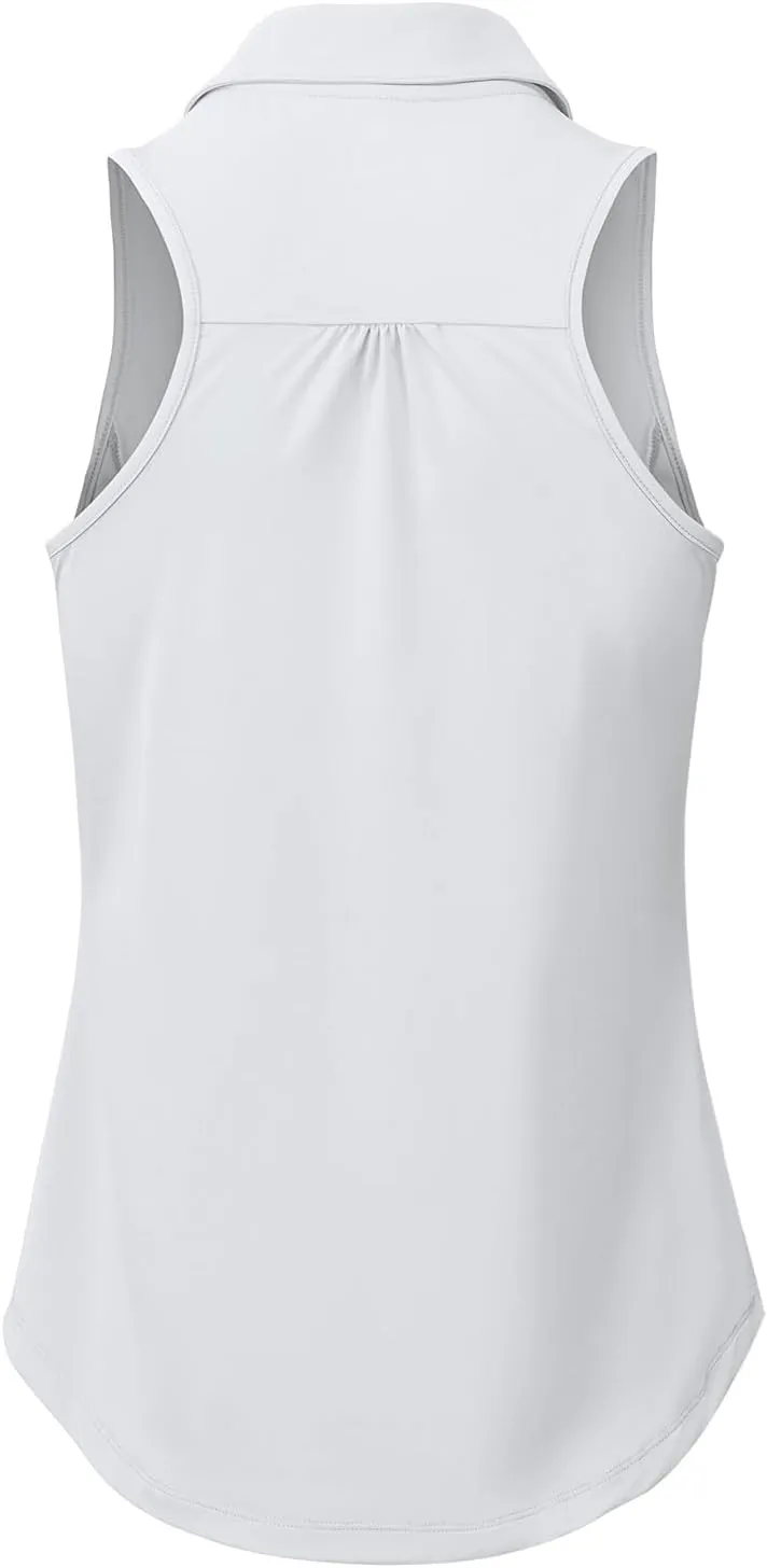 BASUDAM Women's Sleeveless Golf Shirts Back-Tuck UPF 50  Active Tennis T-Shirts Polo Tank Tops Quick Dry