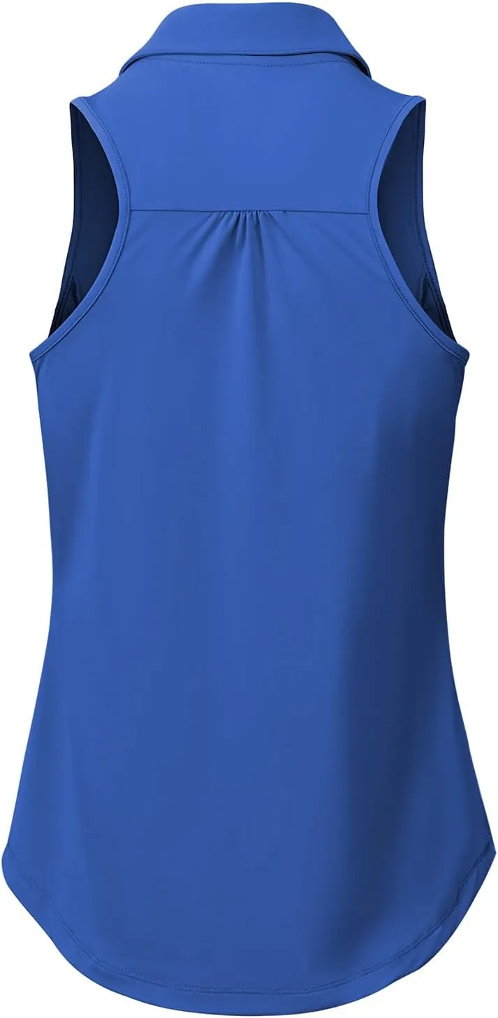 BASUDAM Women's Sleeveless Golf Shirts Back-Tuck UPF 50  Active Tennis T-Shirts Polo Tank Tops Quick Dry