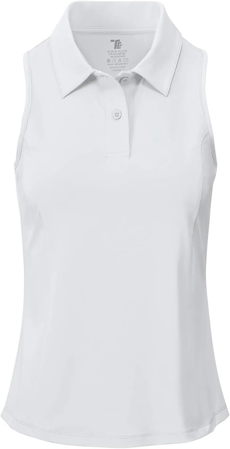 BASUDAM Women's Sleeveless Golf Shirts Back-Tuck UPF 50  Active Tennis T-Shirts Polo Tank Tops Quick Dry