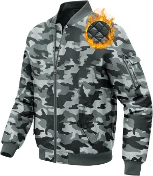 BGOWATU Men's Jacket Windproof Quilted Bomber Jackets Casual Fall Winter Warm Padded Coats Outwear
