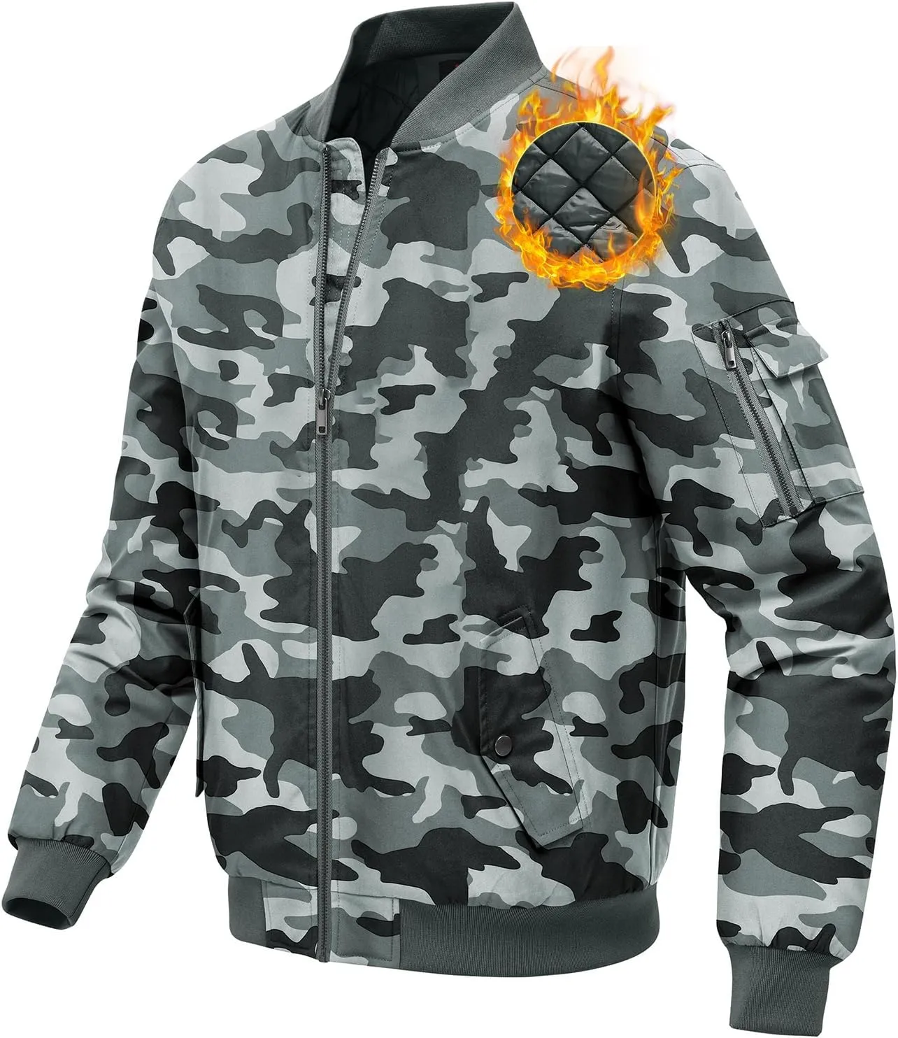 BGOWATU Men's Jacket Windproof Quilted Bomber Jackets Casual Fall Winter Warm Padded Coats Outwear