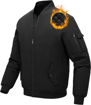 BGOWATU Men's Jacket Windproof Quilted Bomber Jackets Casual Fall Winter Warm Padded Coats Outwear