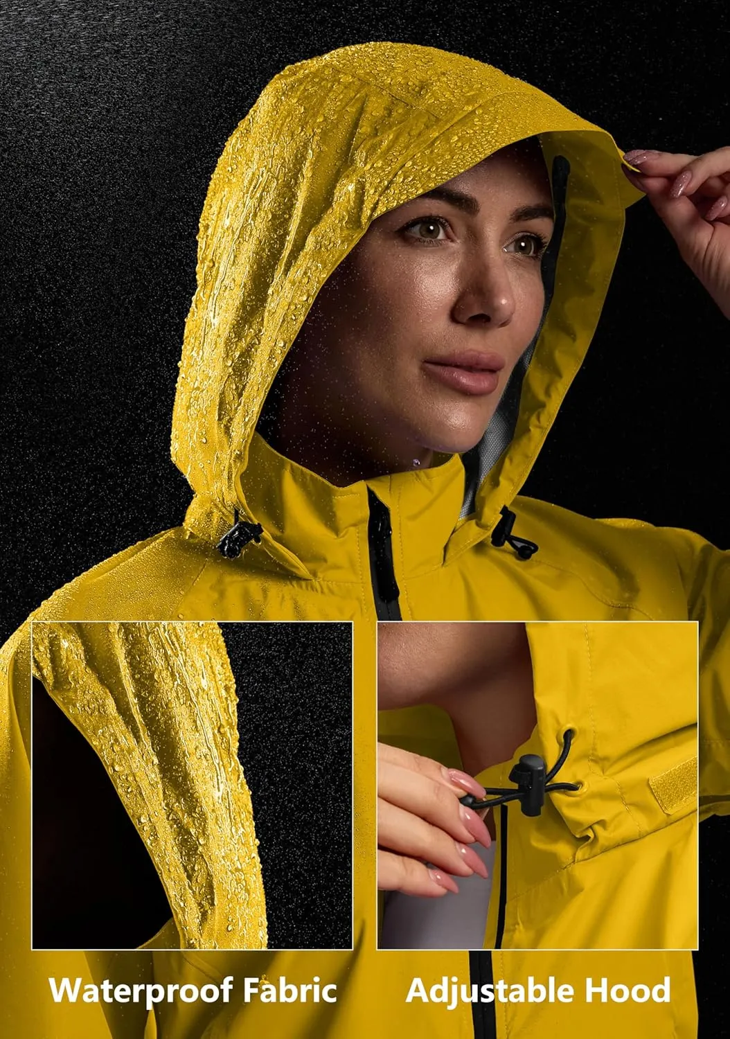 Bikewa Women's Cycling Rain Jackets Waterproof Windbreaker Lightweight Running Windproof Reflective Jacket Packable Hooded