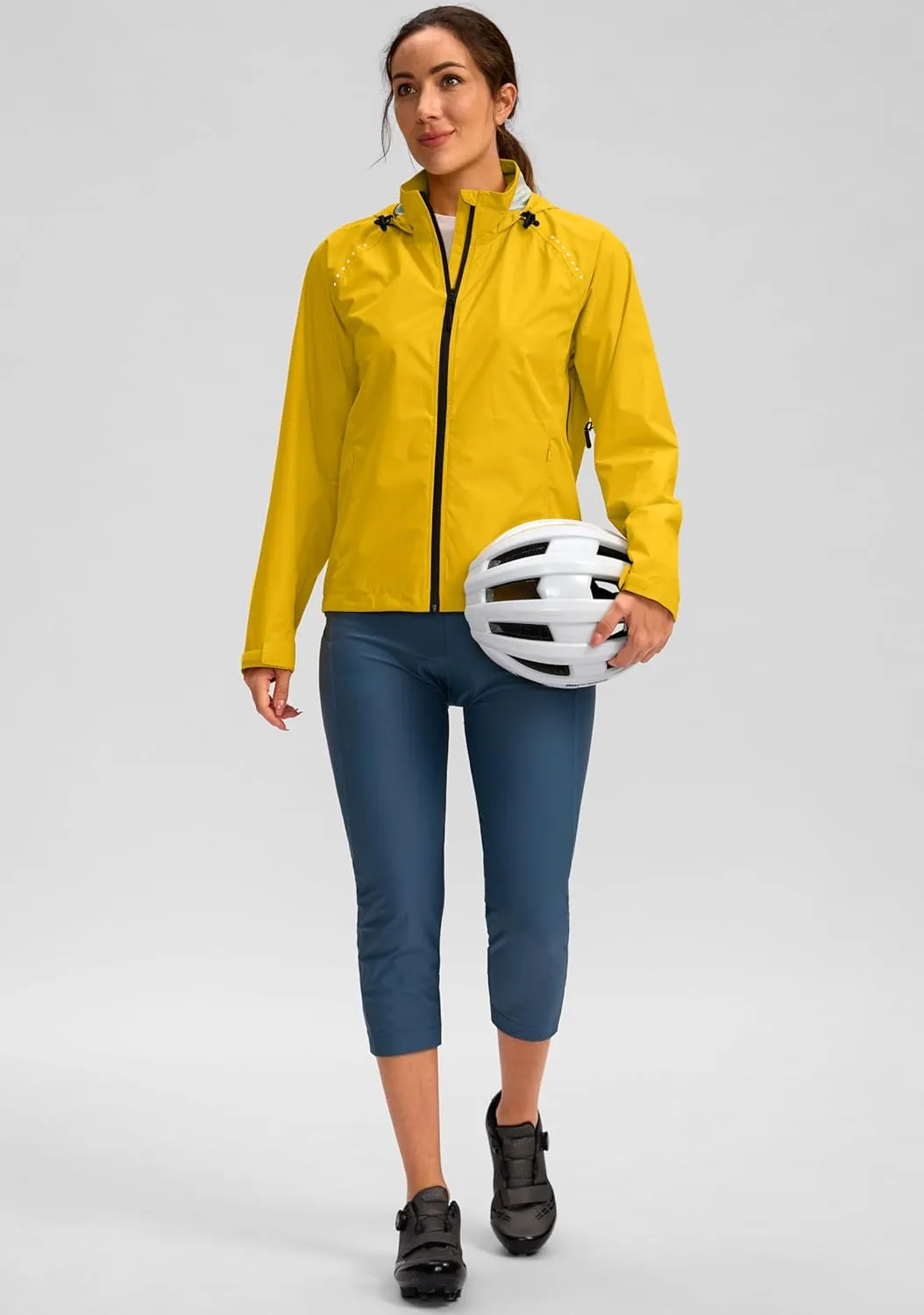 Bikewa Women's Cycling Rain Jackets Waterproof Windbreaker Lightweight Running Windproof Reflective Jacket Packable Hooded