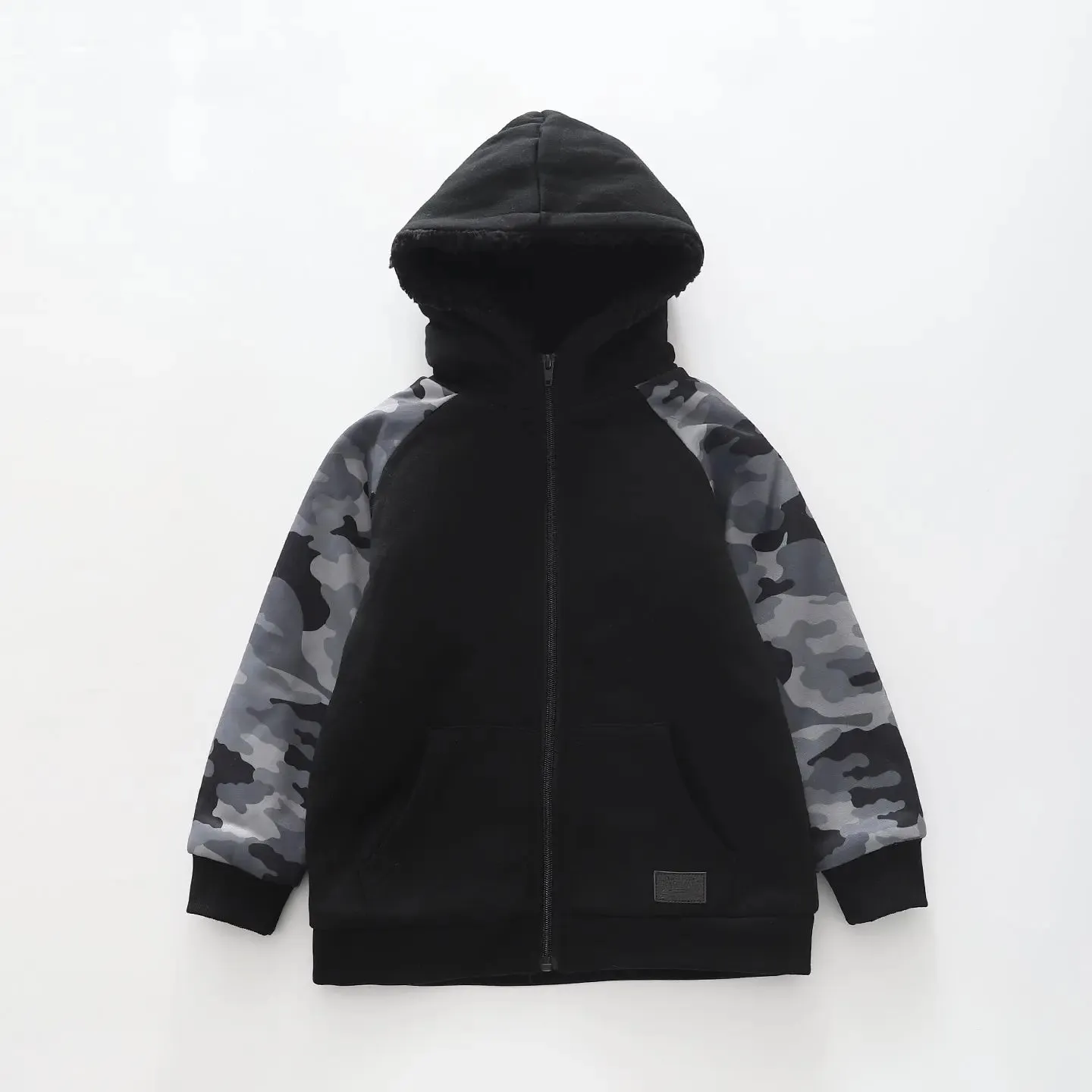 Black Camo, Boys Zip Hoodie