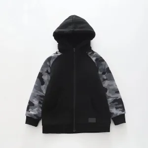 Black Camo, Boys Zip Hoodie