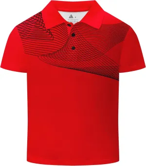 Boys Printed Polo Shirt Short Sleeve Stylish Moisture Wicking UPF 30  Performance Golf Shirts 7-16 Years