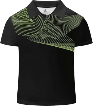 Boys Printed Polo Shirt Short Sleeve Stylish Moisture Wicking UPF 30  Performance Golf Shirts 7-16 Years