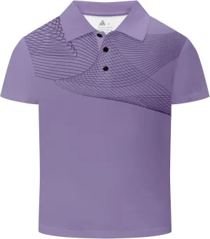 Boys Printed Polo Shirt Short Sleeve Stylish Moisture Wicking UPF 30  Performance Golf Shirts 7-16 Years