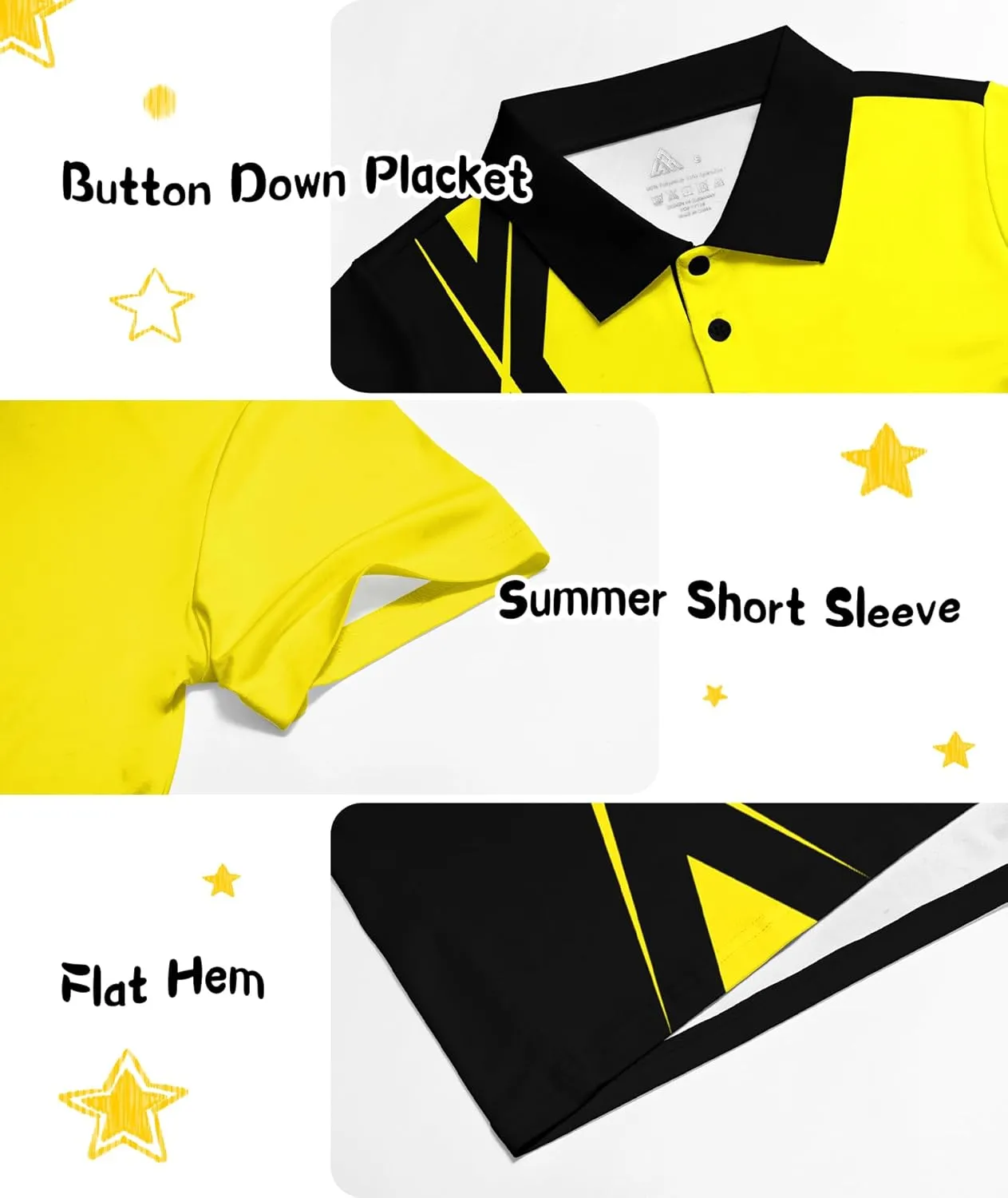 Boys Printed Polo Shirt Short Sleeve Stylish Moisture Wicking UPF 30  Performance Golf Shirts 7-16 Years