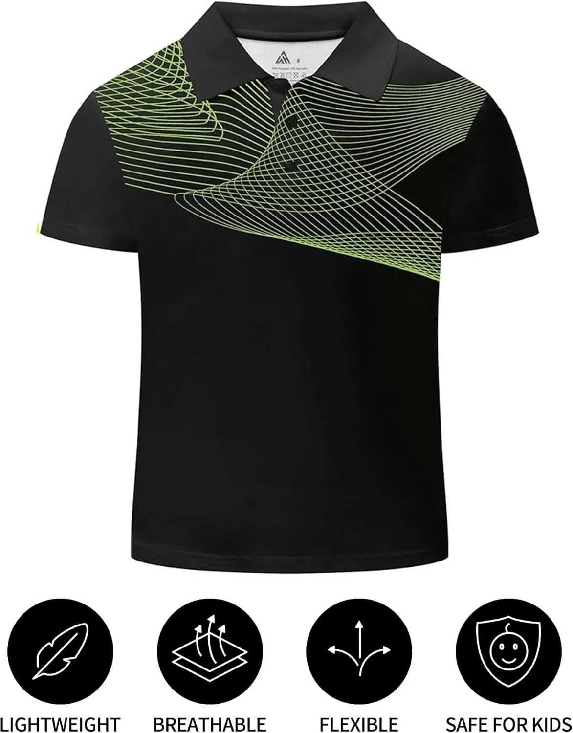 Boys Printed Polo Shirt Short Sleeve Stylish Moisture Wicking UPF 30  Performance Golf Shirts 7-16 Years