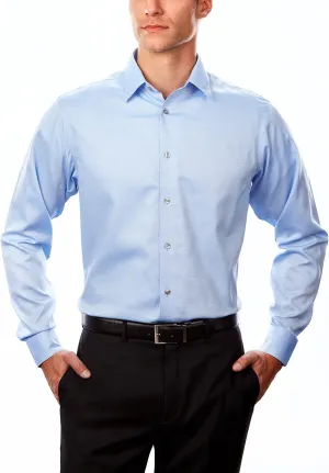 Calvin Klein Men's Dress Shirts Non Iron Regular Fit Stretch Unsolid Solid Shirt, Stream, 18" Neck 34-35" Sleeve