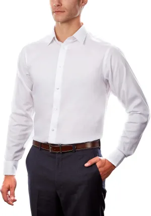 Calvin Klein Men's Dress Shirts Non Iron Regular Fit Stretch Unsolid Solid Shirt, White, 15" Neck 34-35" Sleeve