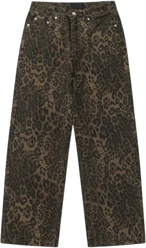 Cheetah Jeans Leopard Print Vintage Baggy Wide Leg High Waisted Oversized Cheetah Print