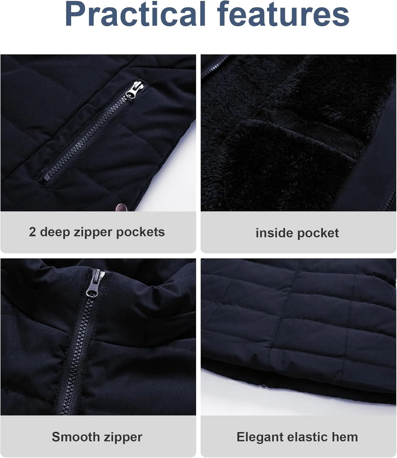 Chrisuno Women's Casual Short Winter Puffer Coat Soft Faux Fur Lining Lightweight Warm Jackets With Removable Hood