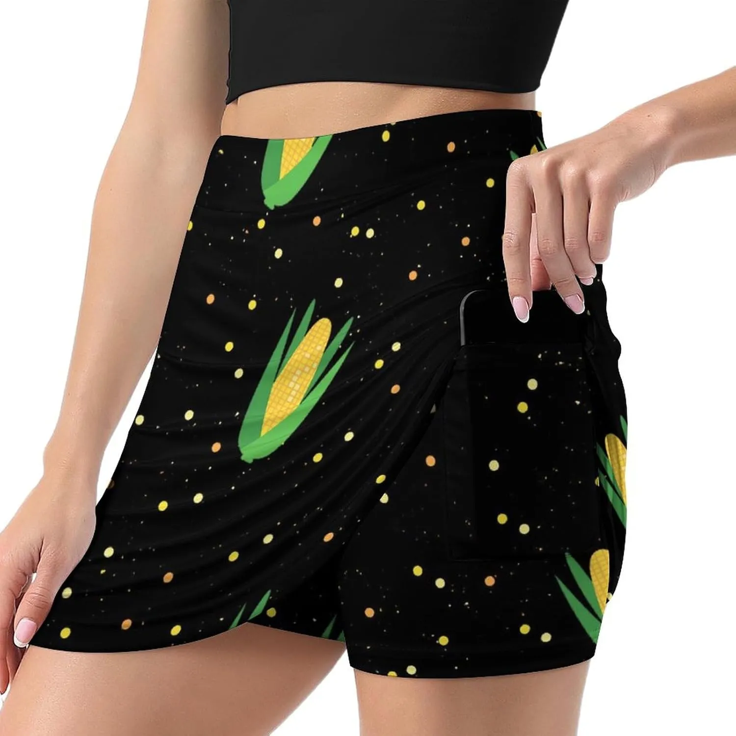 Colorful Flower Shorts Skirt Women Golf Skirt Tennis Skirt Mini Skirts High Waist Single Pocket Exercise Skorts