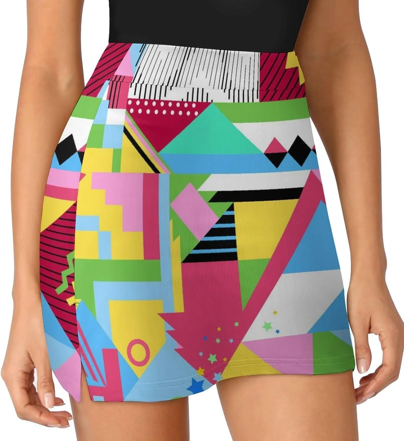 Colorful Flower Shorts Skirt Women Golf Skirt Tennis Skirt Mini Skirts High Waist Single Pocket Exercise Skorts