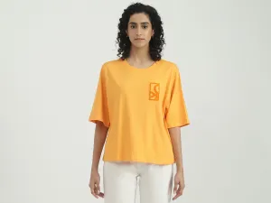 Cotton Solid Round Neck Women T-shirts
