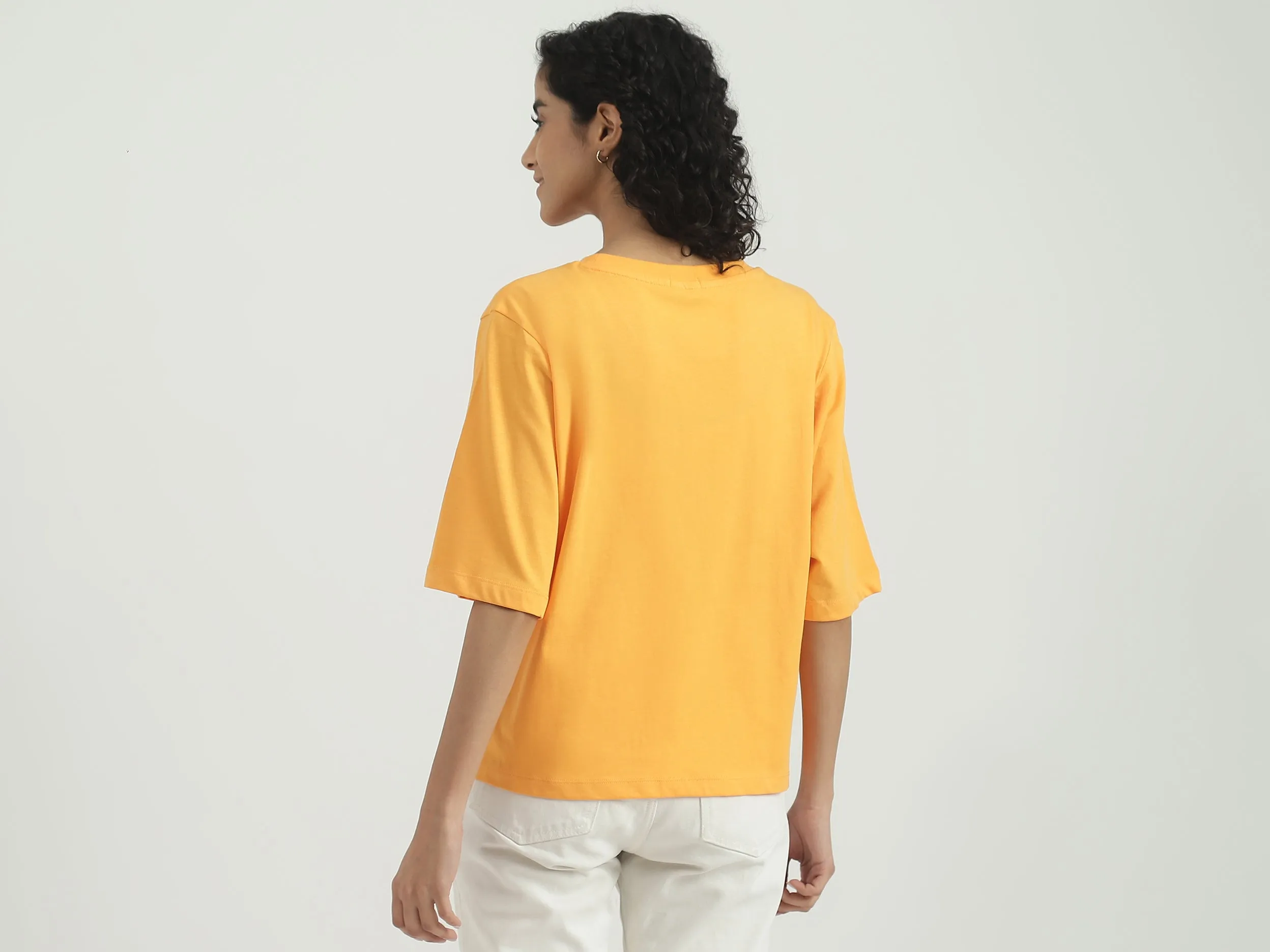 Cotton Solid Round Neck Women T-shirts