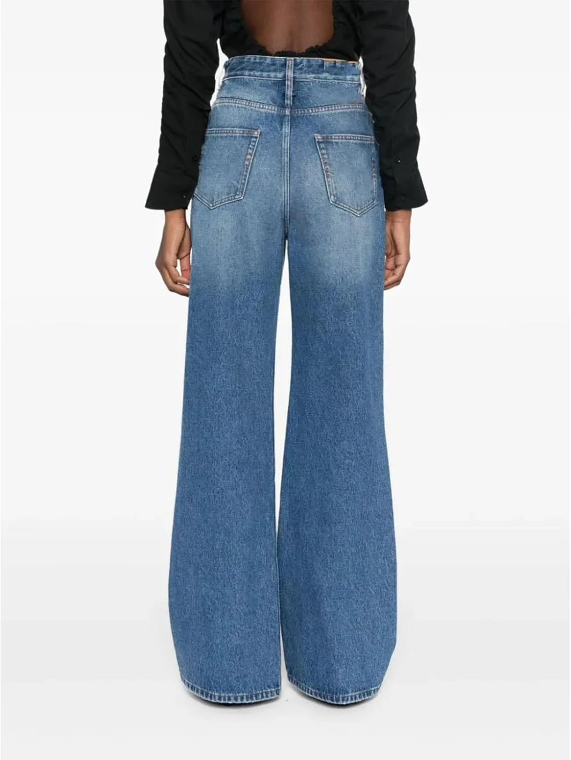 Dawery Retro Women's Multi Button Straight Leg Denim Pants Spring High Waisted Wide Leg Pants High Street Female Jeans
