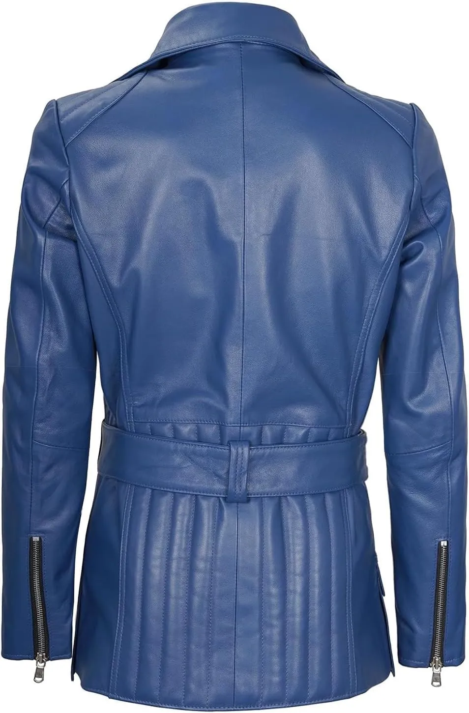 Decrum Asymmetrical Womens Leather Jacket - Belted Style Real Lambskin Leather Jackets For Women