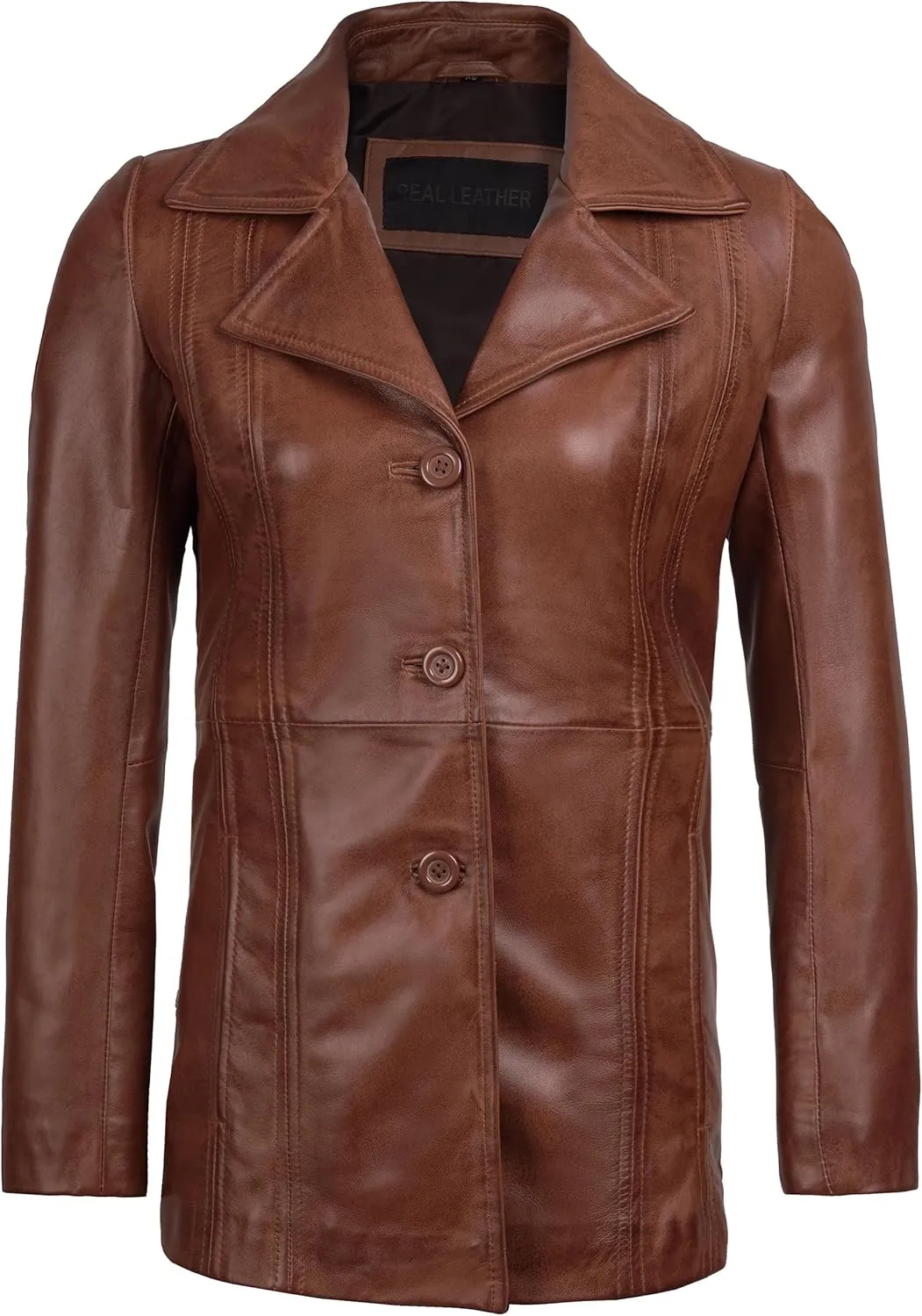 Decrum Leather Blazers for Women - Stylish Blazer Style Casual Real Lambskin Leather Jacket Women