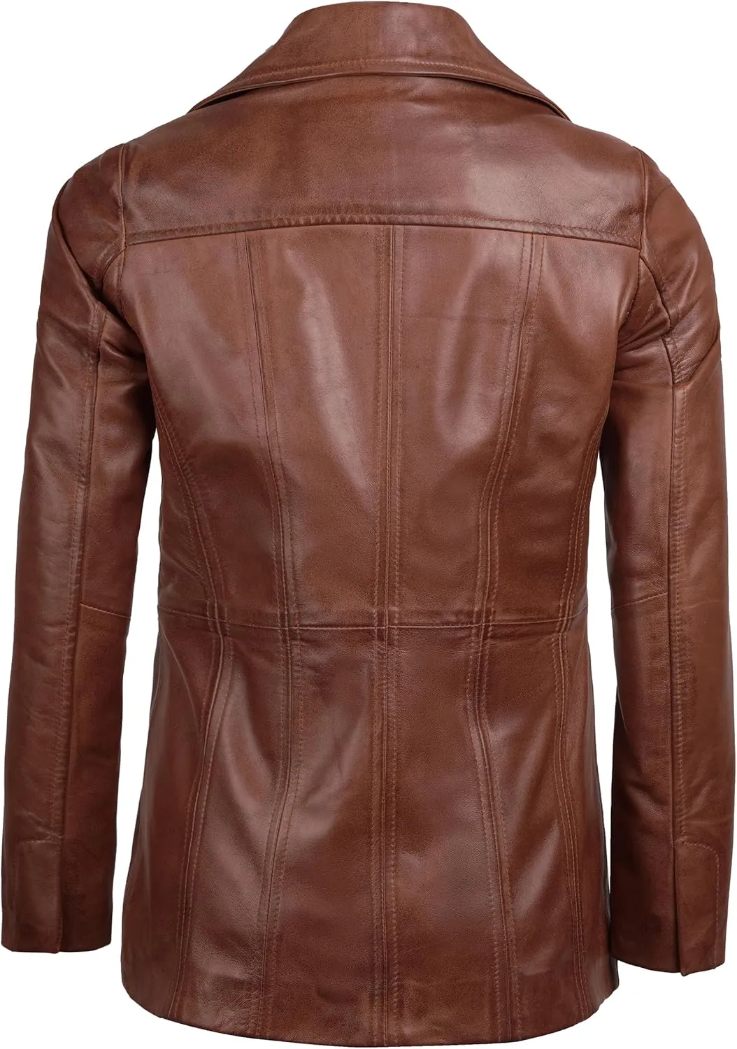Decrum Leather Blazers for Women - Stylish Blazer Style Casual Real Lambskin Leather Jacket Women