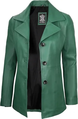 Decrum Leather Blazers for Women - Stylish Blazer Style Casual Real Lambskin Leather Jacket Women