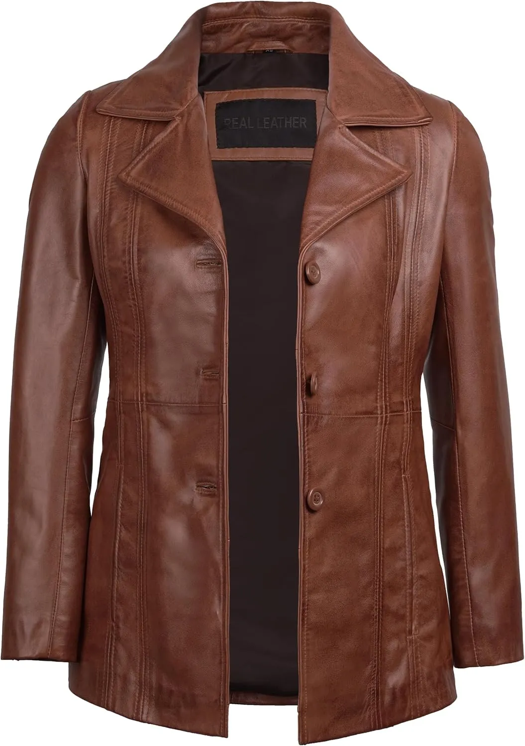 Decrum Leather Blazers for Women - Stylish Blazer Style Casual Real Lambskin Leather Jacket Women